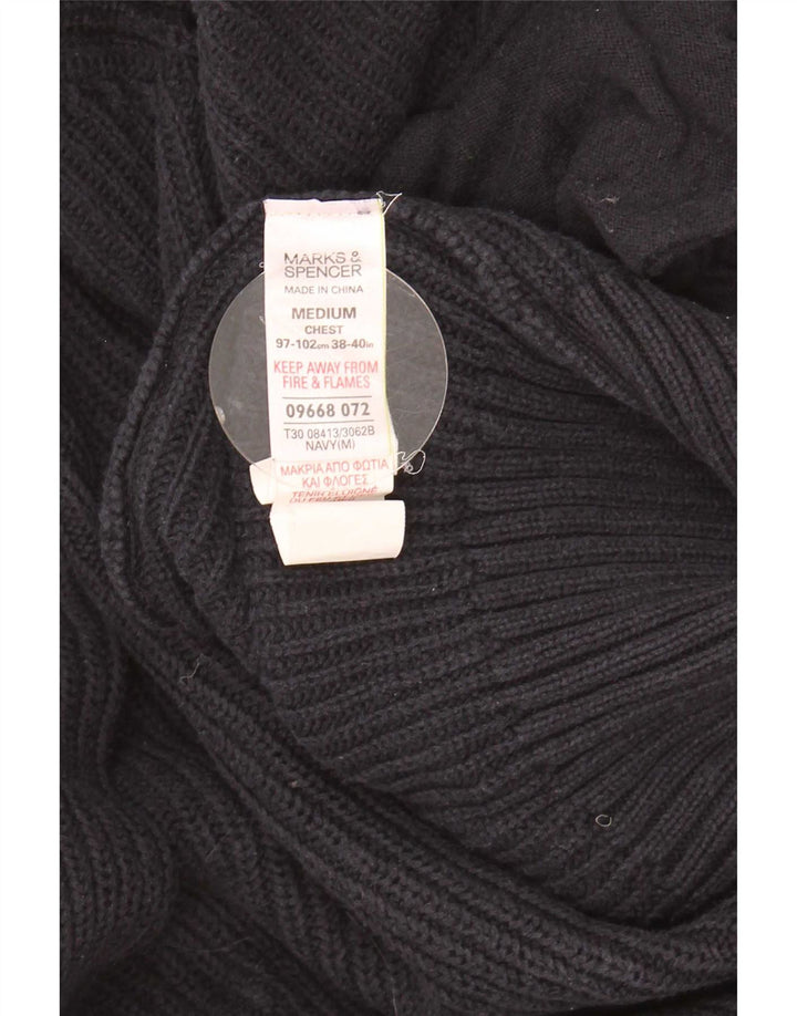 Marks & Spencer herre cardigan sweater Medium marineblå bomuld