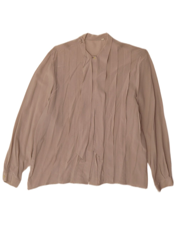 Vintage Dame Front Tie Shirt Bluse IT 44 Medium Grey Silke