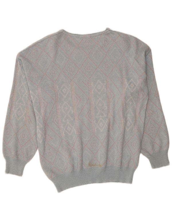 Maselli Dame Boat Neck Jumper Sweater IT 54 3XL Blå Argyle/Diamond