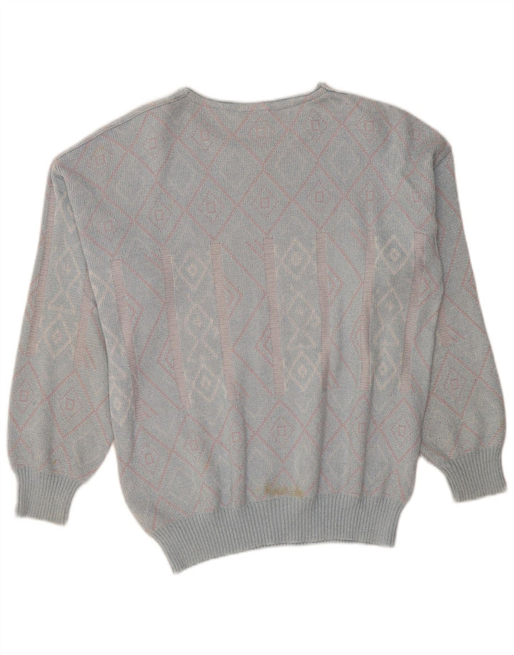 Maselli Dame Boat Neck Jumper Sweater IT 54 3XL Blå Argyle/Diamond