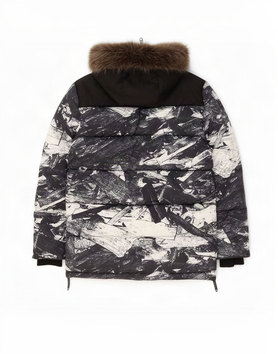 Superdry Skijakke med hætte til mænd UK 42 XL Sort geometrisk polyester