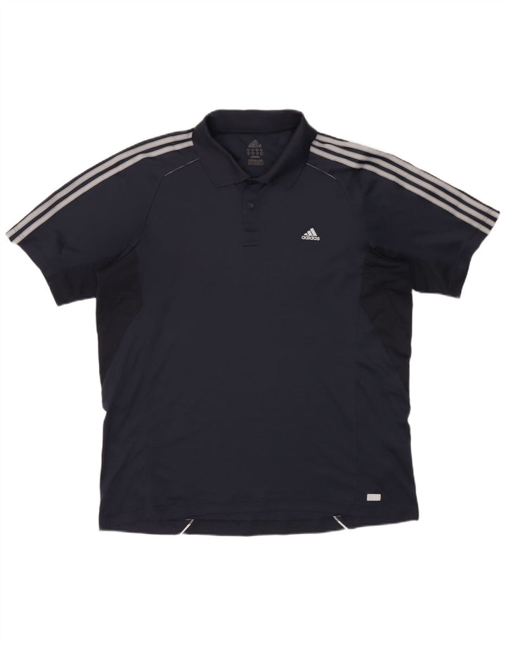 Adidas Herre Climacool Polo Shirt XL Navy Blue Colourblock Polyester