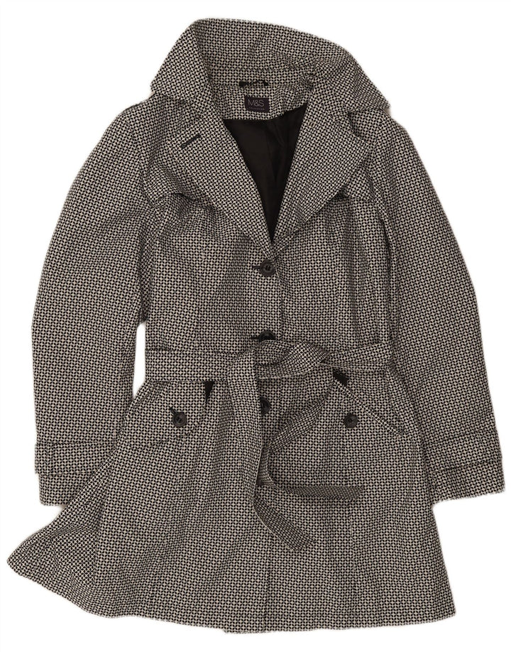 Marks & Spencer Trench Coat til kvinder UK 18 XL Sort geometrisk polyester