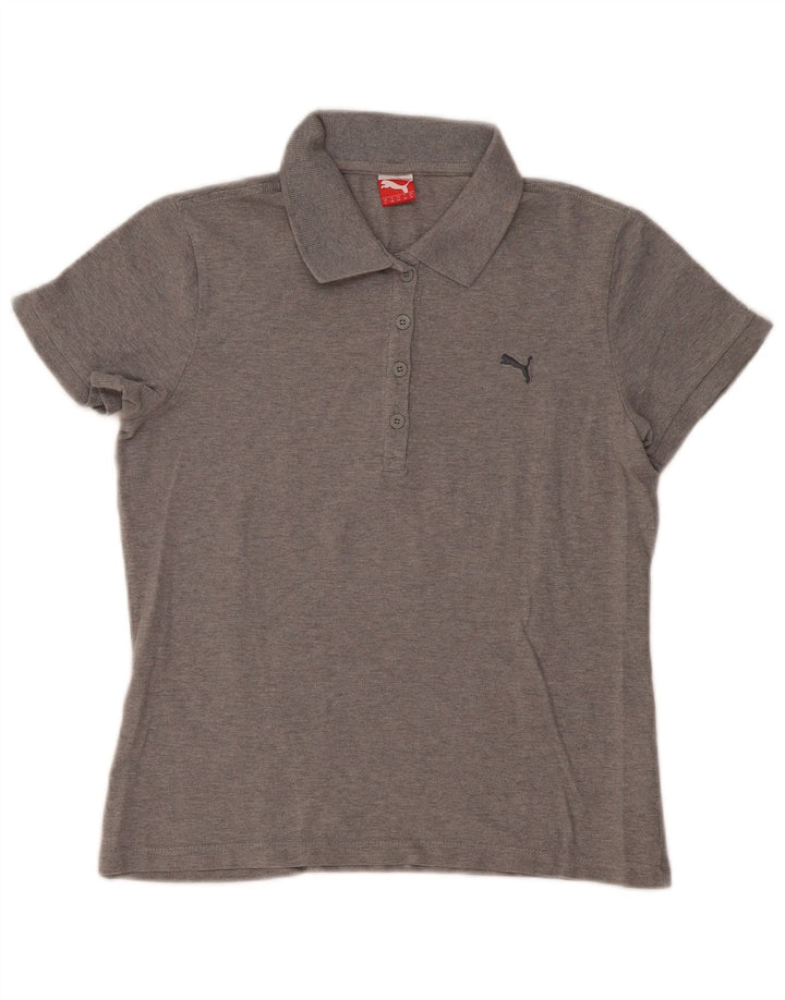 PUMA Dame poloshirt UK 14 Medium Grey Bomuld