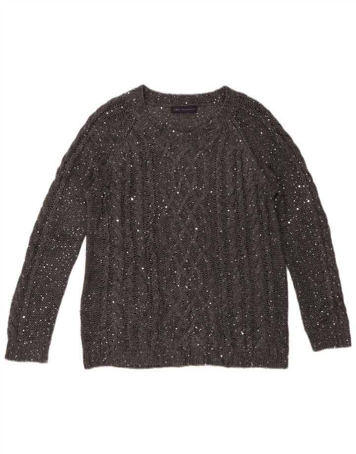 Marks & Spencer Dame Boat Neck Jumper Sweater UK 12 Medium Grey