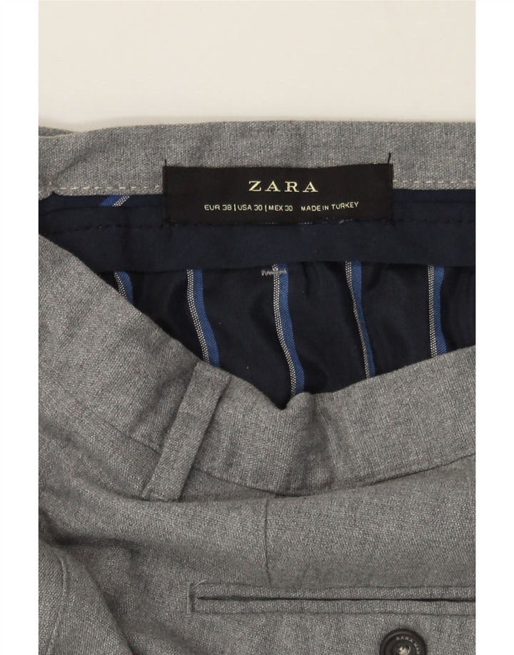 ZARA Mens Slim Casual Trousers EU 38 Small W30 L29 Grey Polyester Vintage Zara and Second-Hand Zara from Messina Hembry 
