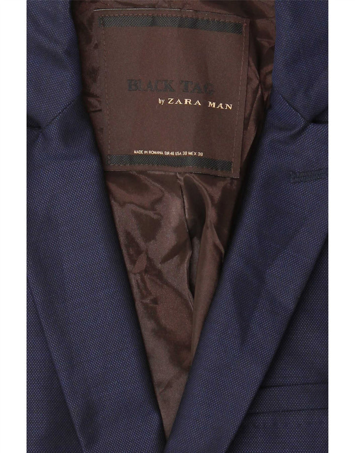 Zara Herre 1-knap blazerjakke EU 48 Medium Navy Blue