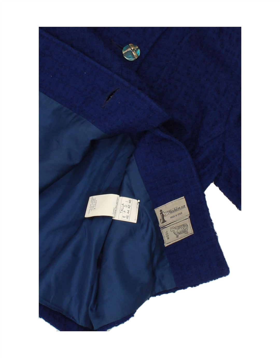 VINTAGE Womens 4 Button Blazer Jacket IT 46 Large Blue Wool Vintage Vintage and Second-Hand Vintage from Messina Hembry 