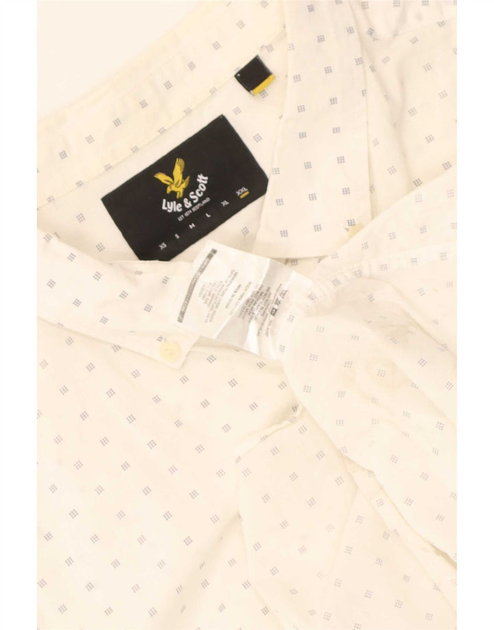 Lyle & Scott kortærmet herreskjorte 2XL hvid plettet bomuld
