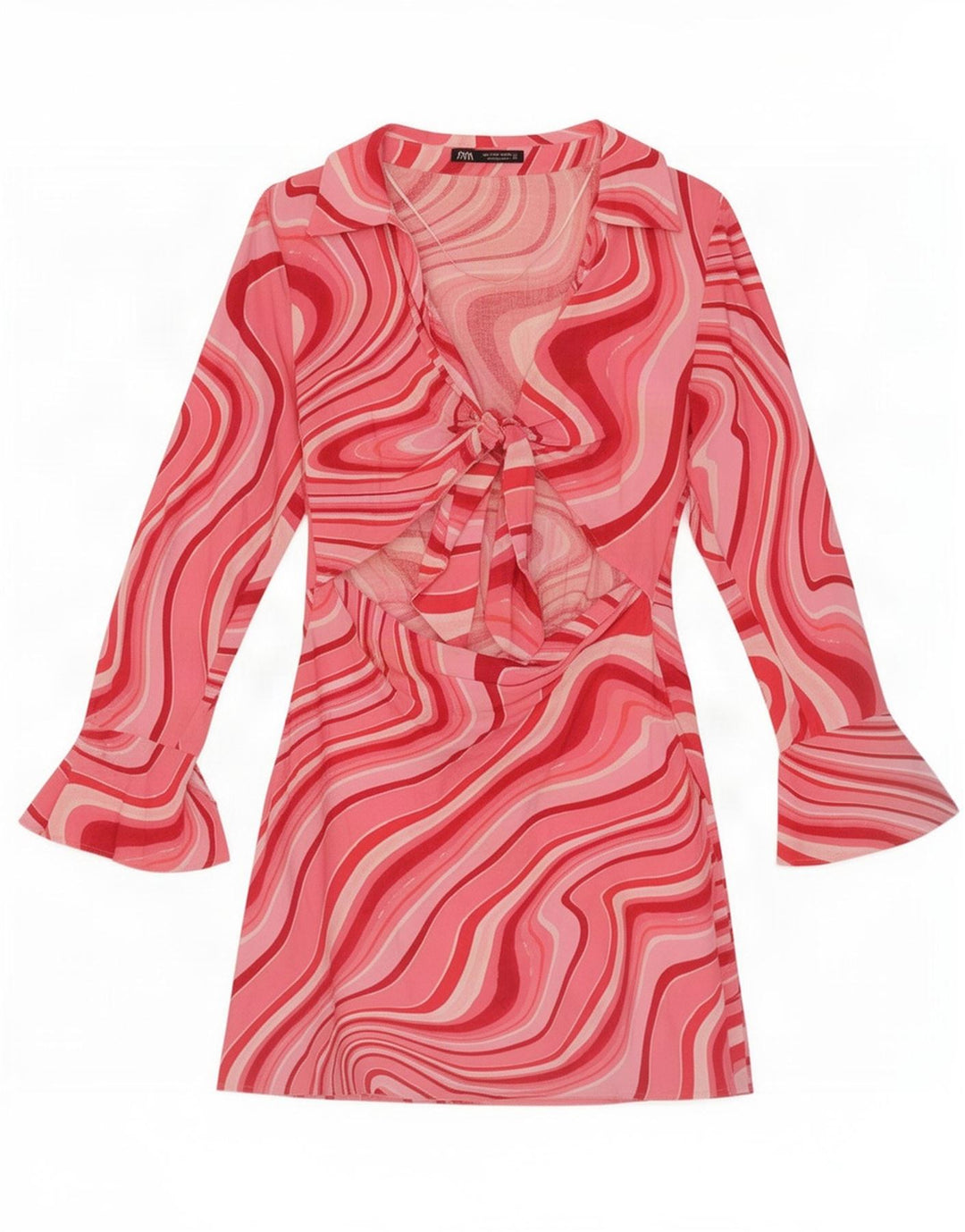 Zara Womens Cut Out Abstrakt Mønster Skede Kjole UK 12 Medium Pink