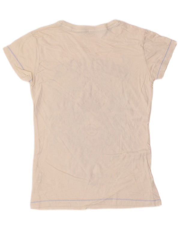 Hard Rock Cafe Dame Mallorca Grafisk T-Shirt Top UK 10 Small Off White