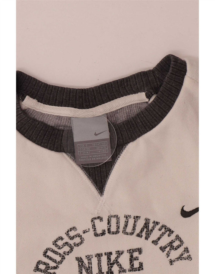 Nike Dame Grafisk Sweatshirt Jumper UK 8/10 Small White Colourblock