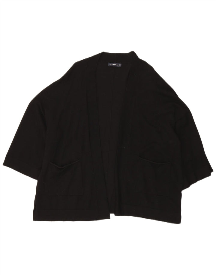 ZARA Dame Oversized 3/4 ærmet åben cardigan sweater UK 10 Small Black