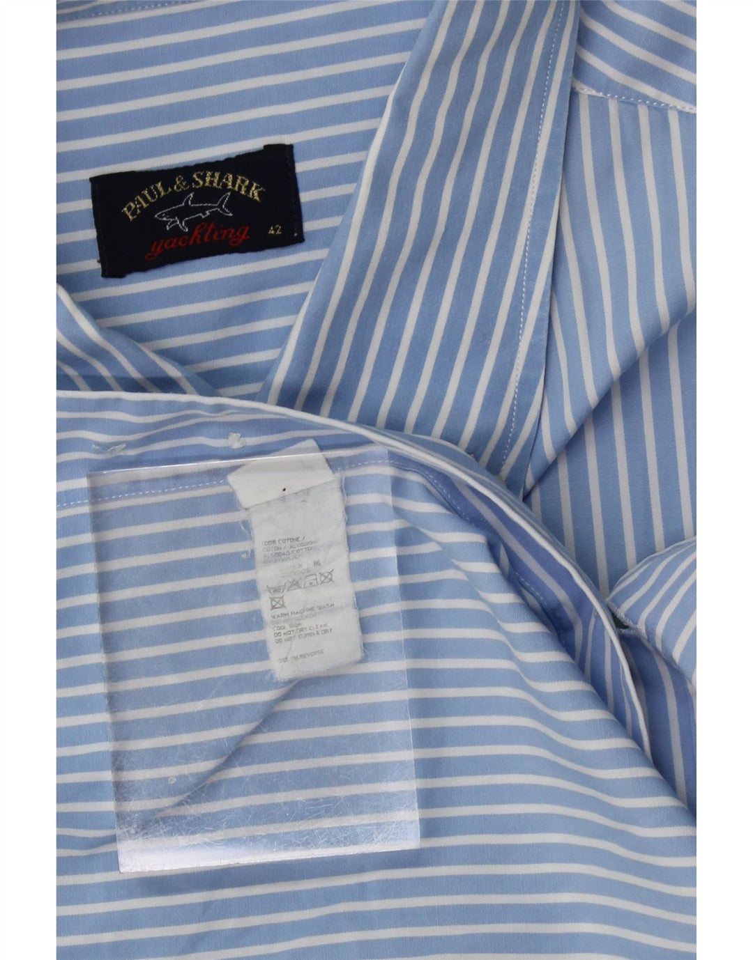 PAUL & SHARK Mens Shirt Size 42 Large Blue Striped Cotton Vintage Paul & Shark and Second-Hand Paul & Shark from Messina Hembry 