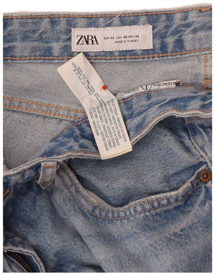 Zara Dame Straight Jeans EU 42 Large W32 L34 Blå Bomuld