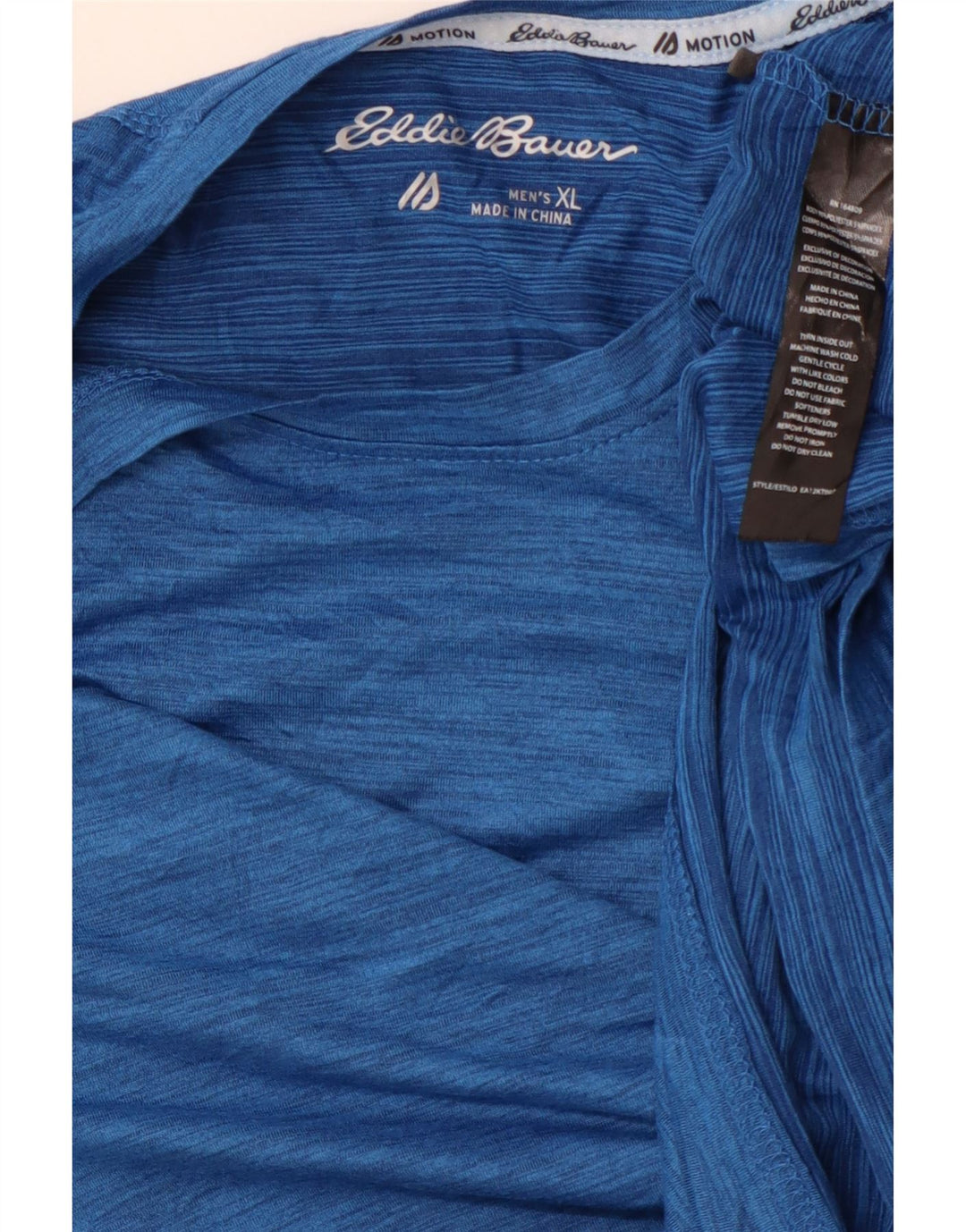 EDDIE BAUER Herre T-Shirt Top XL Blå Flecked Polyester