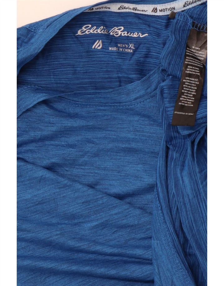 EDDIE BAUER Herre T-Shirt Top XL Blå Flecked Polyester