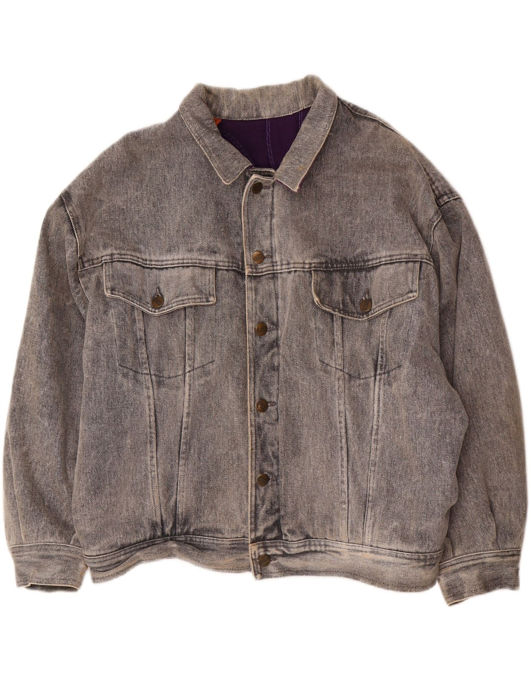 LUKKET Dame Oversized denimjakke UK 14 Large Grå