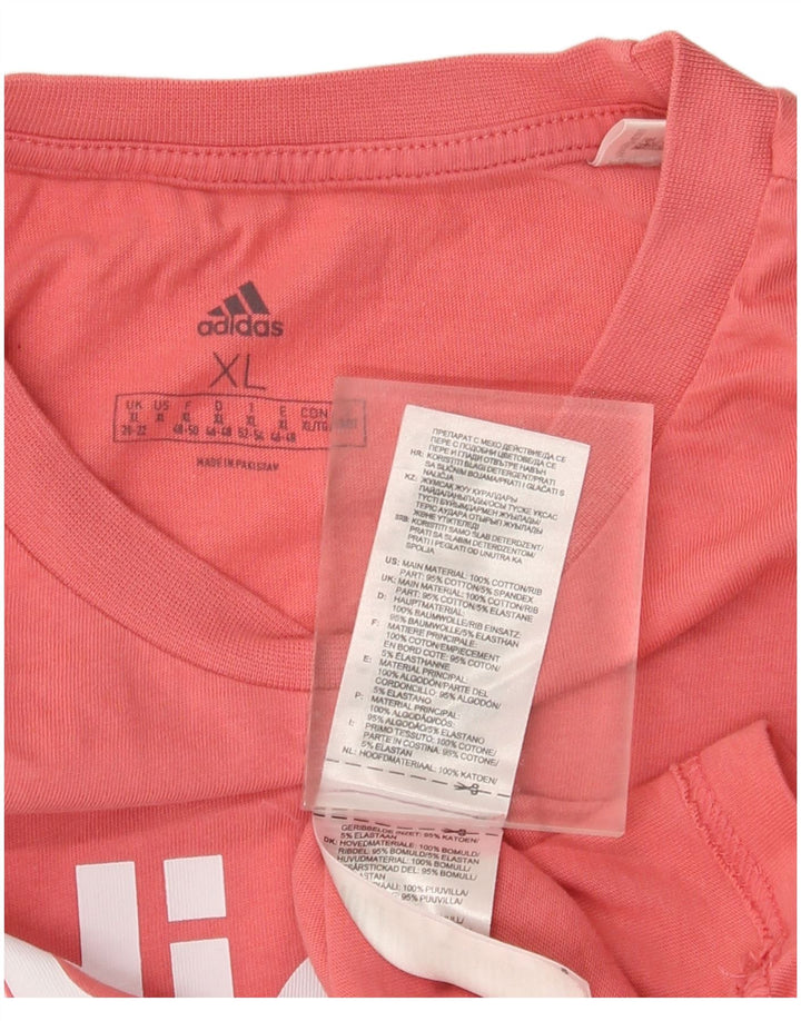 ADIDAS Grafisk T-shirt top til kvinder UK 20/22 XL Pink Bomuld
