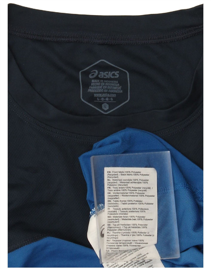 Asics Herre T-Shirt Top Stor Blå Colourblock Polyester