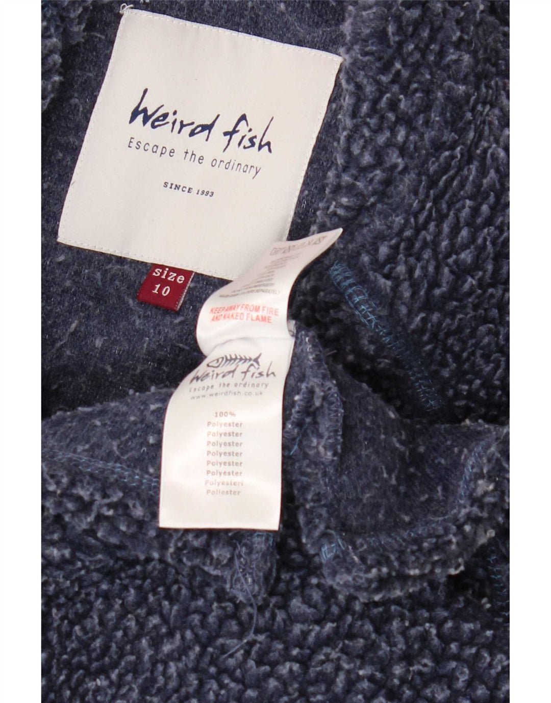 Weird Fish Dame Oversized Zip Neck Fleece Jumper UK 10 Small Navy Blue