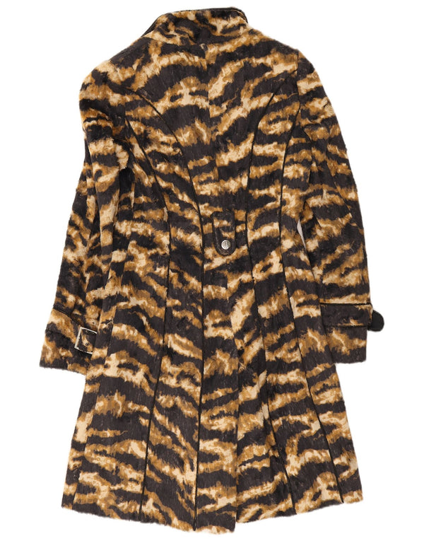 Karen Millen Womens Trench Coat UK 10 Small Brown Animal Print Bomuld
