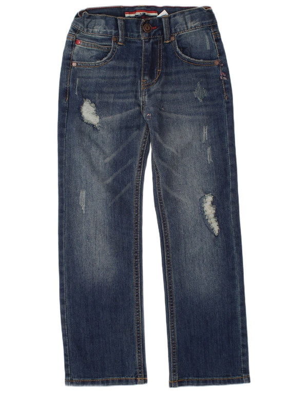 TOMMY HILFIGER Drenge Distressed Straight Jeans 5-6 år W24 L20 Blå