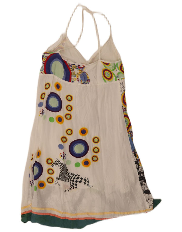 Desigual Womens Graphic Slip Dress EU 42 Large White Geometric Viscose