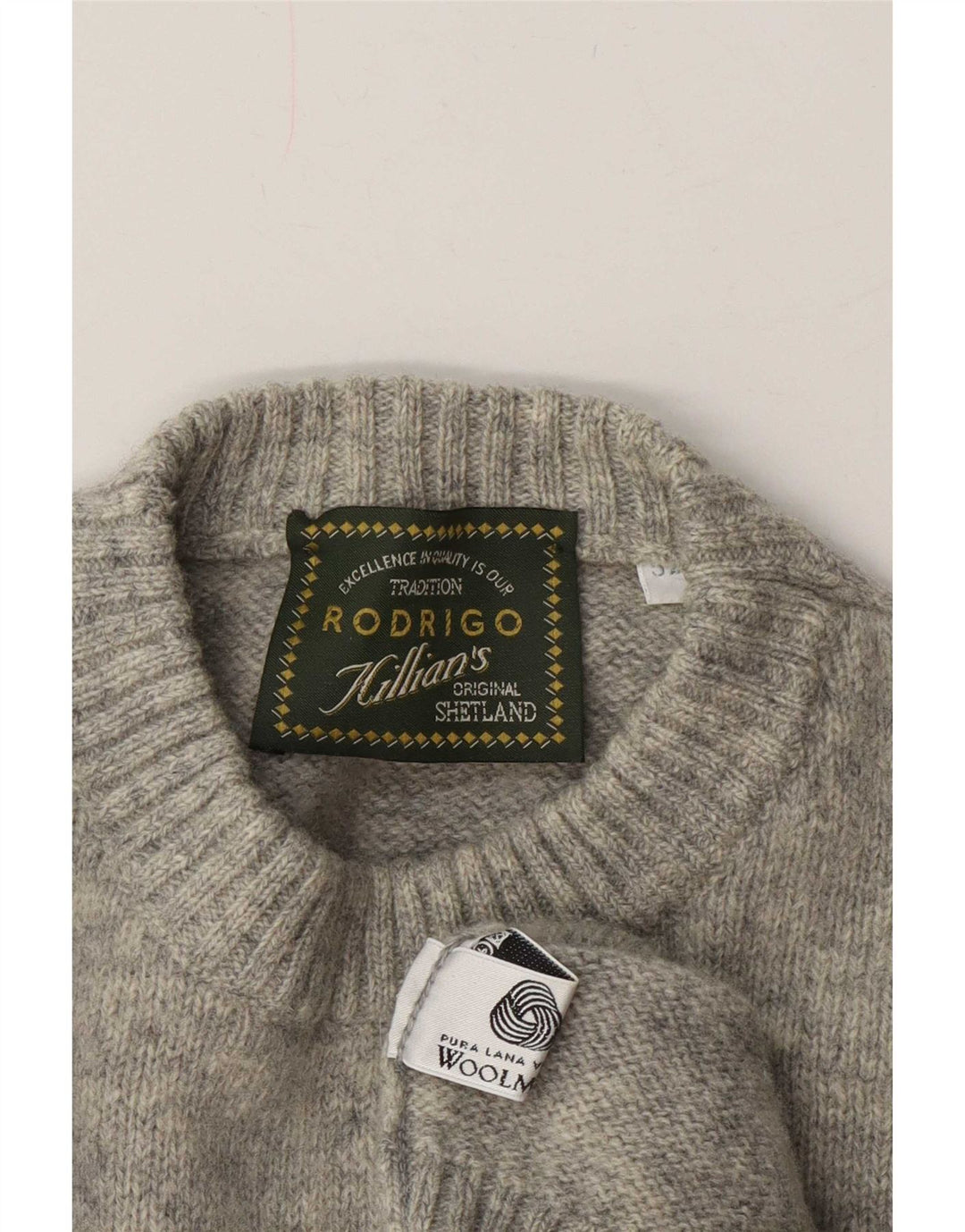 Rodrigo Herre Crew Neck Jumper Sweater IT 52 Stor Grå Uld