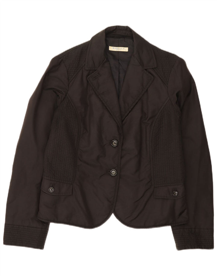 Marella Dame Polstret Blazer Jakke UK 14 Stor Sort Polyamid