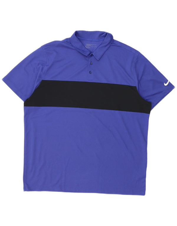 Nike Herre Dri Fit Standard Polo Shirt 2XL Lilla Colourblock Polyester