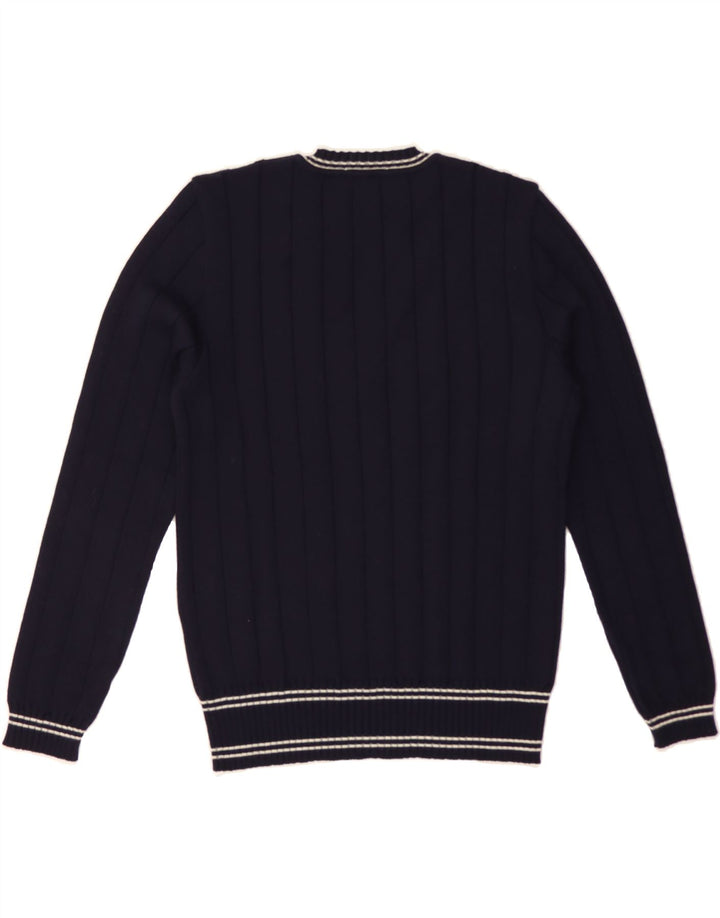 MARZ Womens V-Neck Jumper Sweater UK 14 Medium Navy Blue Vintage Marz and Second-Hand Marz from Messina Hembry 