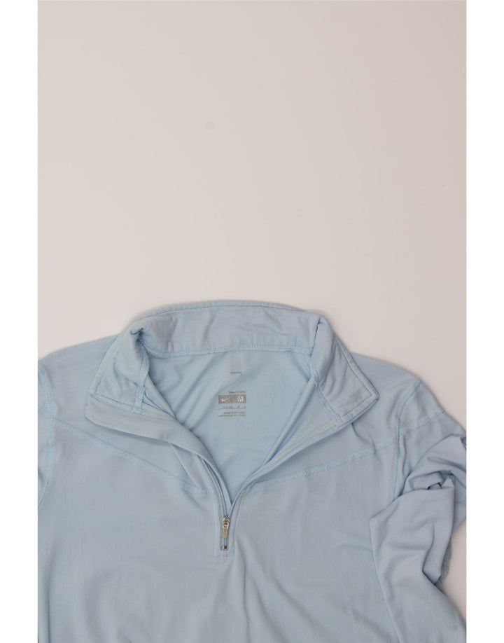 NIKE Womens Zip Neck Pullover Tracksuit Top US 8/10 Medium Blue Nylon Vintage Nike and Second-Hand Nike from Messina Hembry 