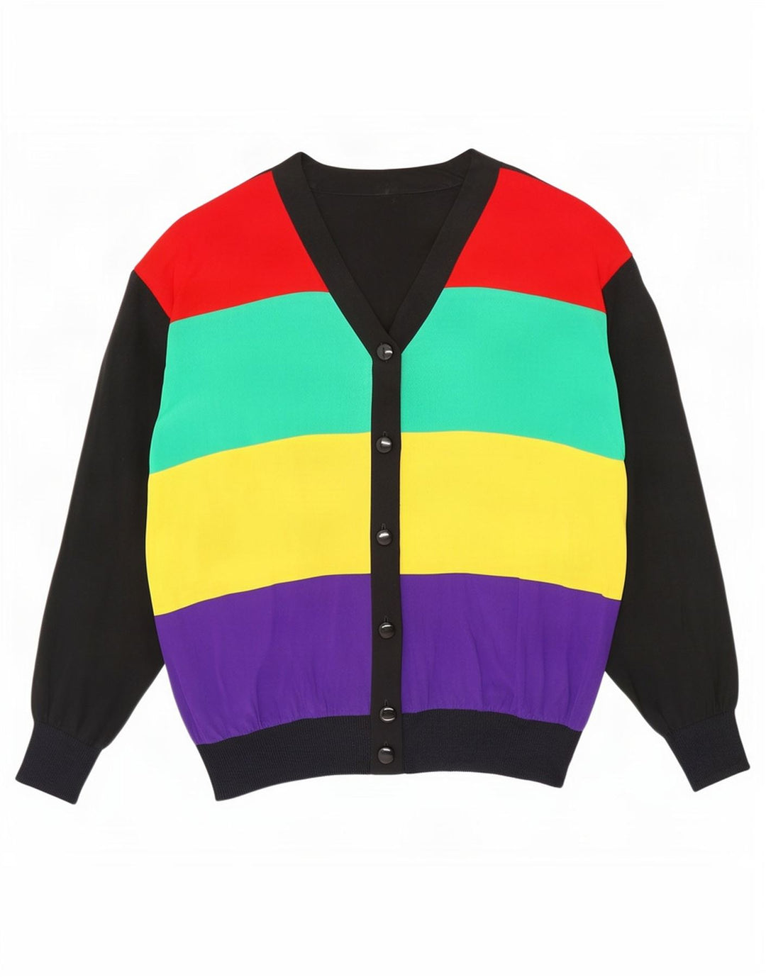 Vintage dame cardigan sweater UK 16 Stor flerfarvet farveblok