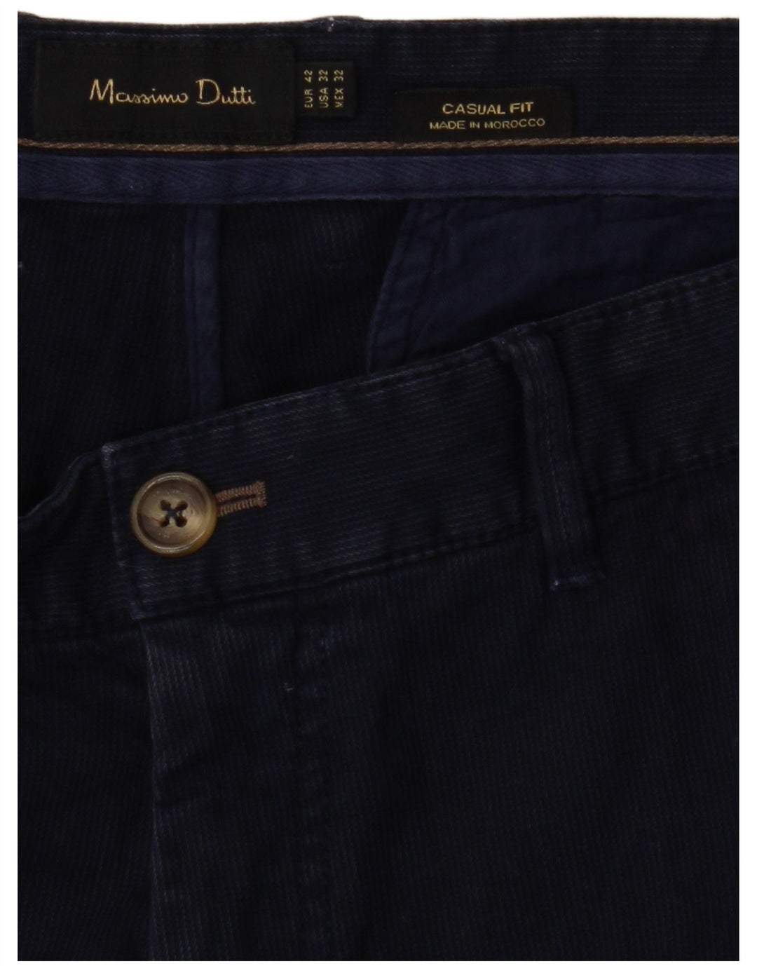 MASSIMO DUTTI Herre Casual Fit Chinobukser EU 42 Large W32 L32 Marineblå
