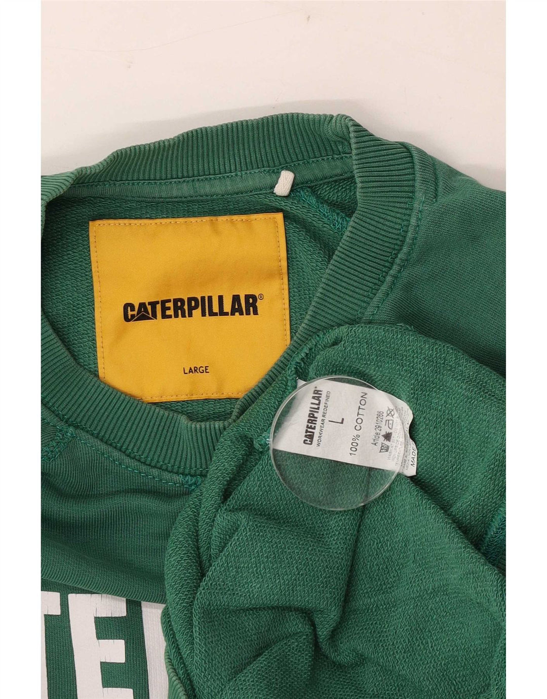 Caterpillar Herre Grafisk Sweatshirt Jumper Stor Grøn Bomuld