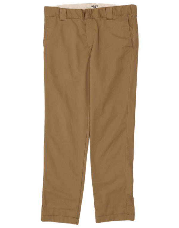 Carhartt Herre Wip Straight Chino Bukser W34 L34 Beige Polyester