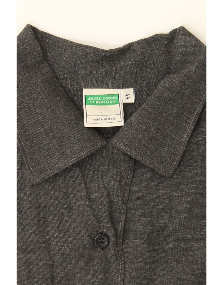 BENETTON Womens Oversized Shirt IT 44 Medium Grey Viscose Vintage Benetton and Second-Hand Benetton from Messina Hembry 