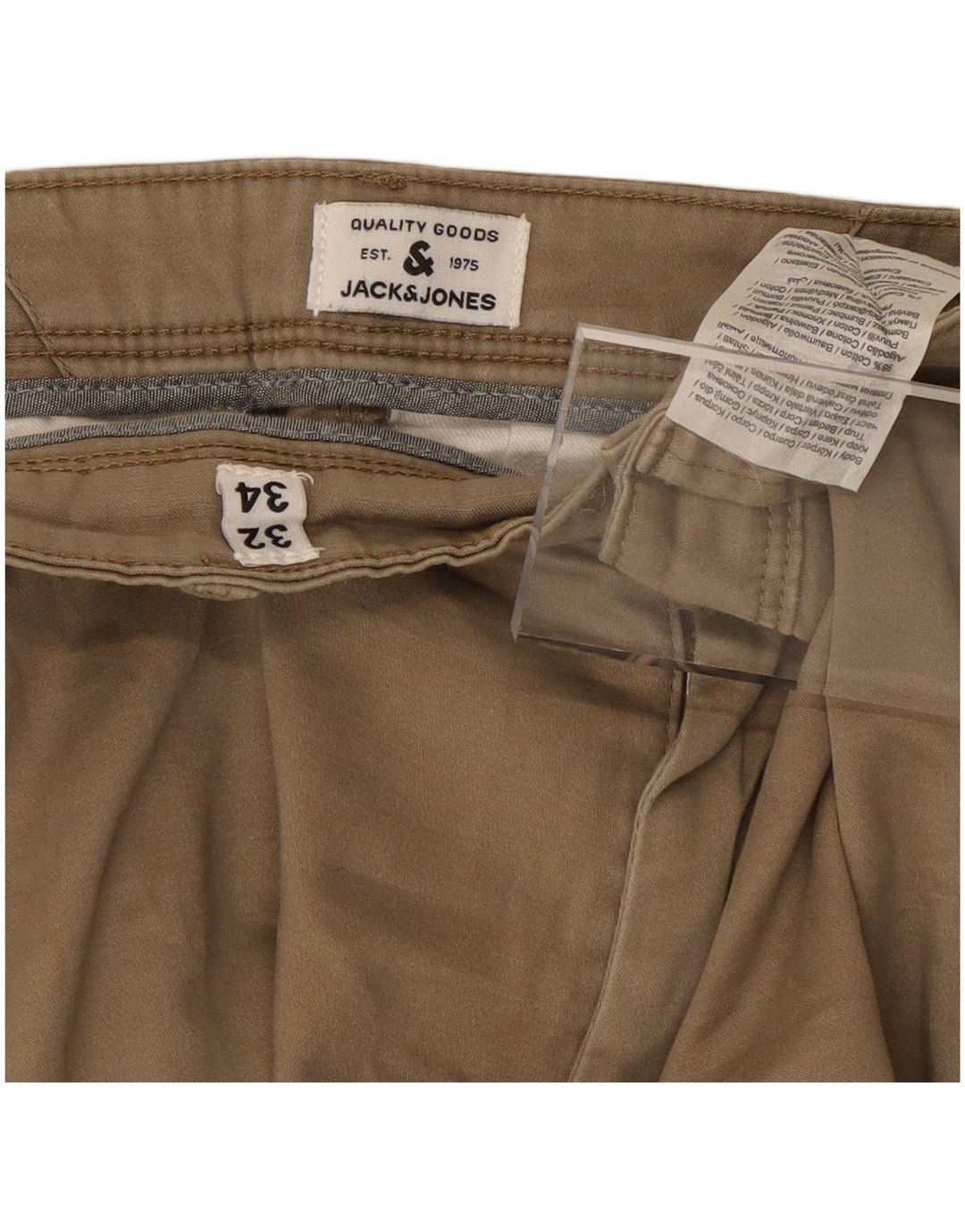 JACK & JONES Slim Chino Bukser til mænd W32 L32 Beige Bomuld