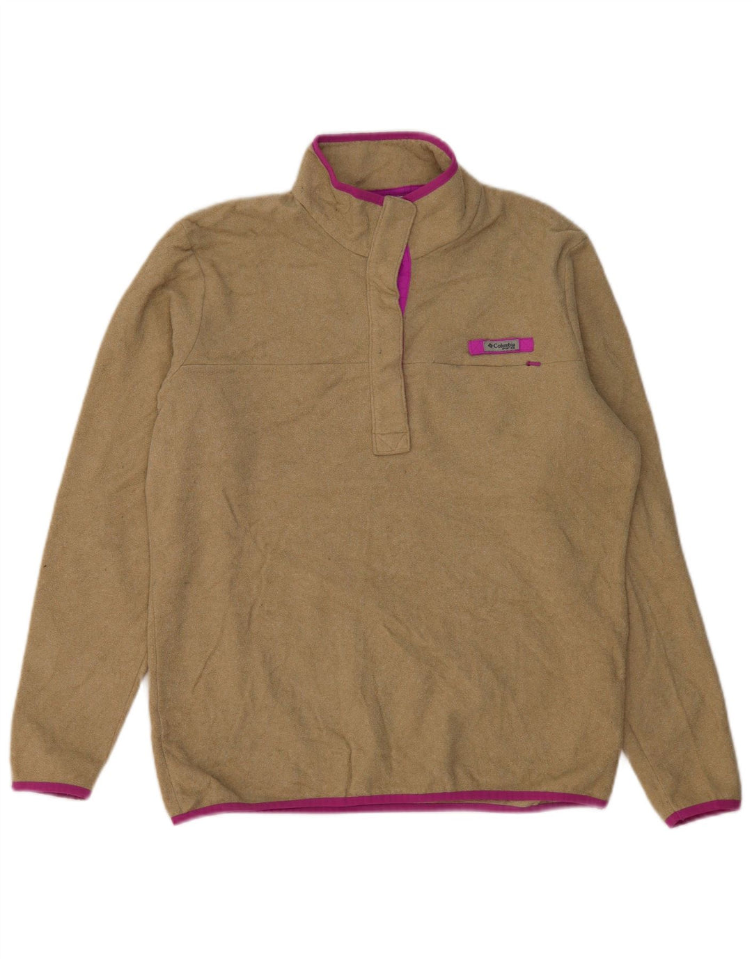 Columbia Womens Button Neck Fleece Jumper UK 18 XL Beige Polyester