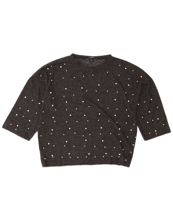 Zara Dame Top 3/4 ærmet UK 16 Large Grå Polyester