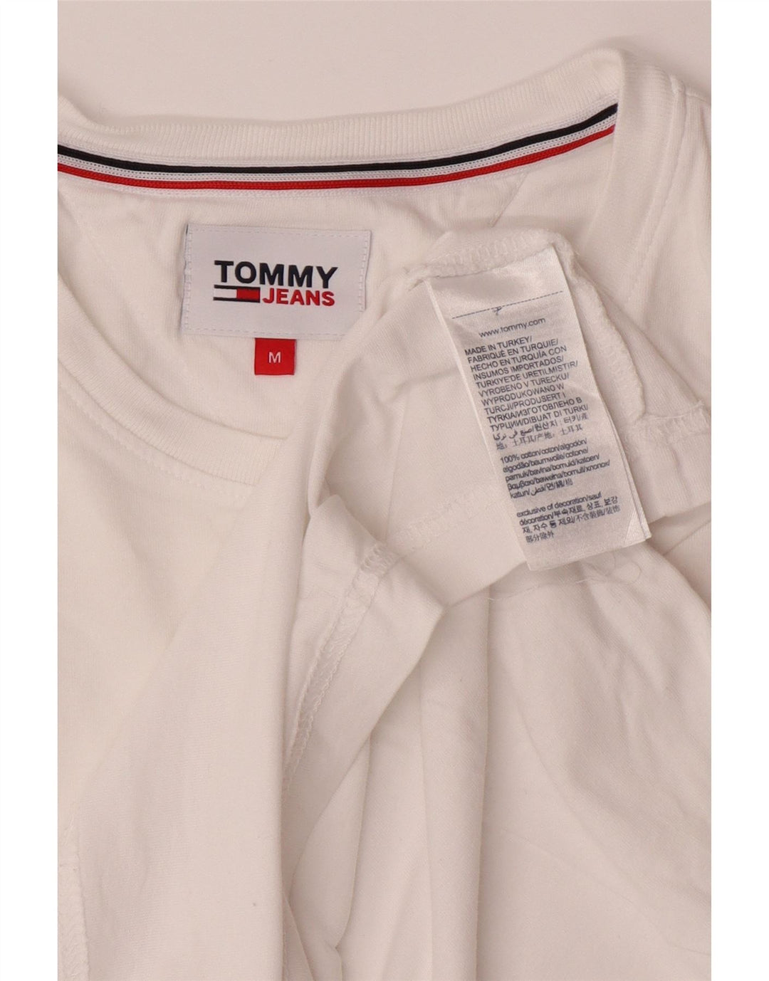 TOMMY HILFIGER Womens T-Shirt Top UK 14 Medium White Cotton Vintage Tommy Hilfiger and Second-Hand Tommy Hilfiger from Messina Hembry 