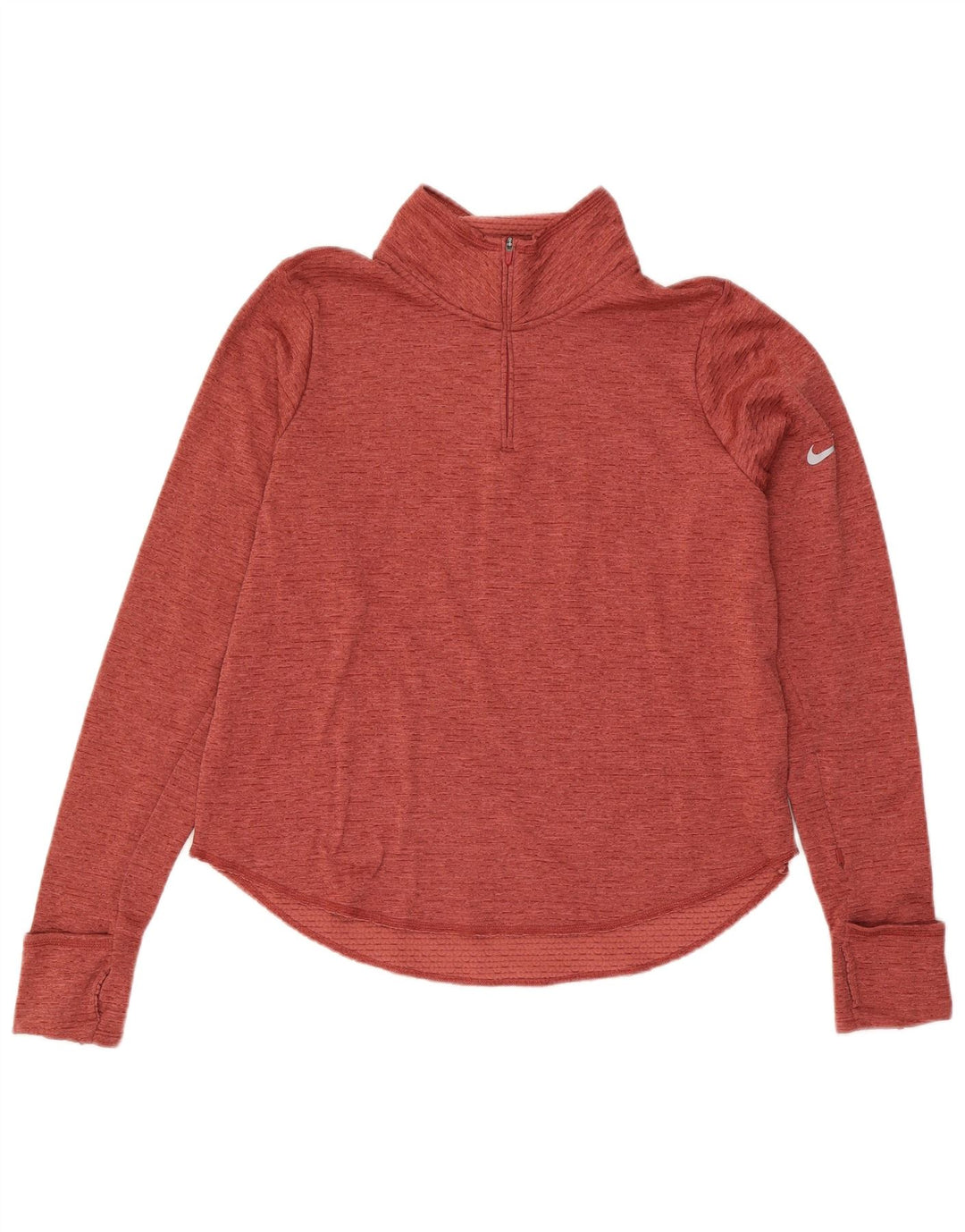Nike Dame Dri Fit Pullover med lynlås-hals Træningsdragt Top UK 16 Large Rød Flecked