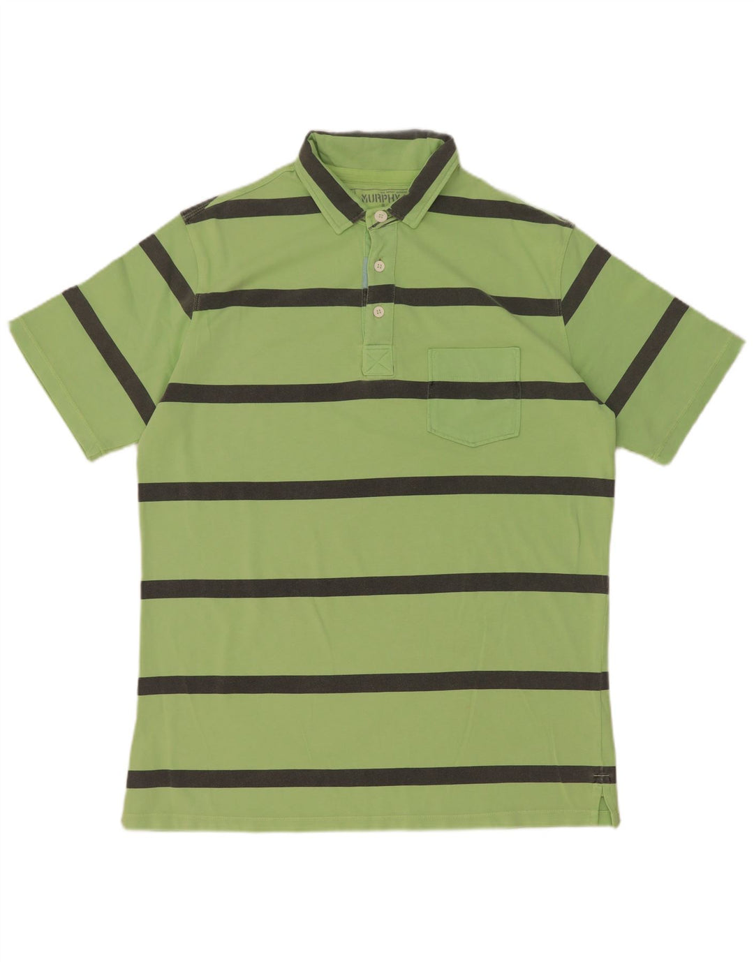 Murphy & Nye herre poloshirt XL grøn stribet bomuld