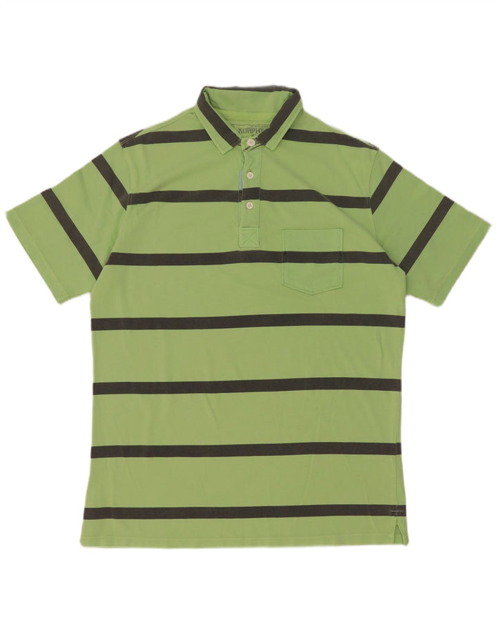 Murphy & Nye herre poloshirt XL grøn stribet bomuld