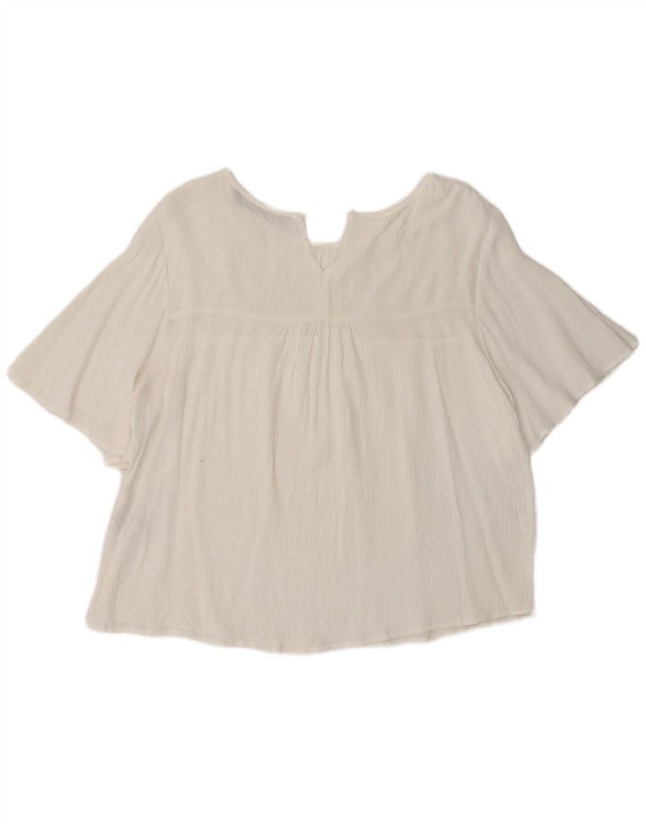 Zara Dame bluse Top UK 16 Large White Viscose