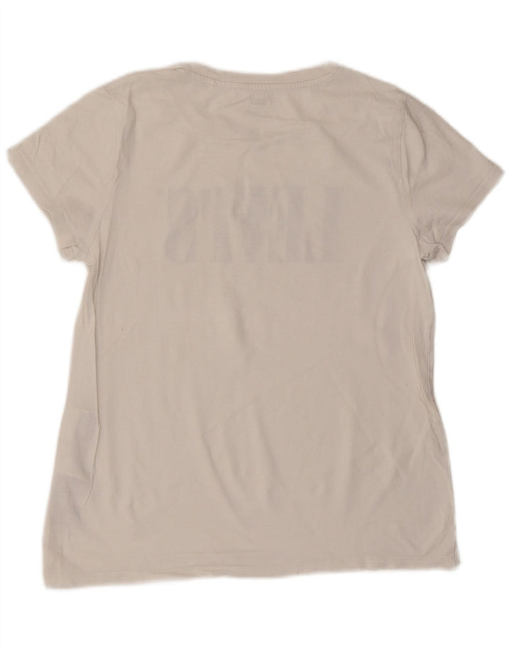 LEVI'S Womens Graphic T-Shirt Top UK 12 Medium White Cotton