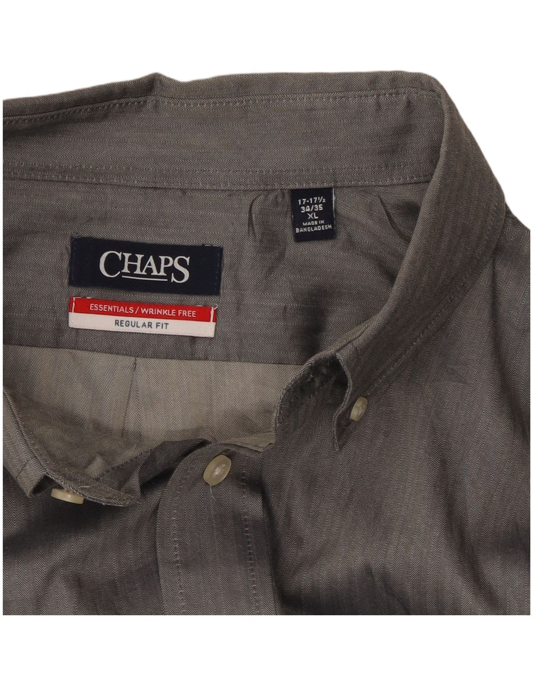 CHAPS Herre Regular Fit skjorte størrelse 17 1/2 XL Grå sildebensbomuld