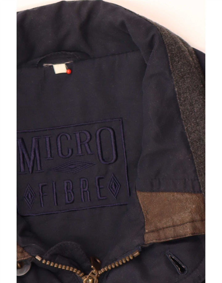 Vintage Herre Windbreaker Coat UK 38 Medium Navy Blue Colourblock Polyester