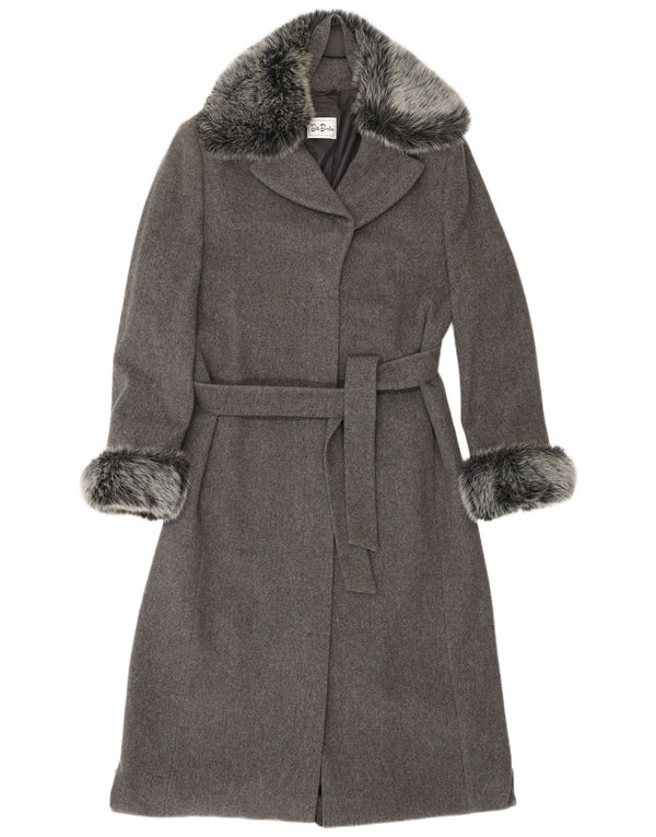 BETTY BARCLAY Dame Overfrakke UK 16 Stor Grå Ny Uld